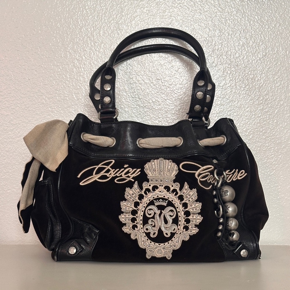 Vintage Juicy Couture Black and White Royal Daydreamer Tote Bag